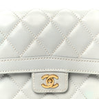 Calfskin Quilted Wild Stitch Large Flap Light Blue