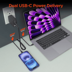 SpeedBoost 65W USB-C PD Tri-Port GaN Laptop Charger with PPS and Digital Display