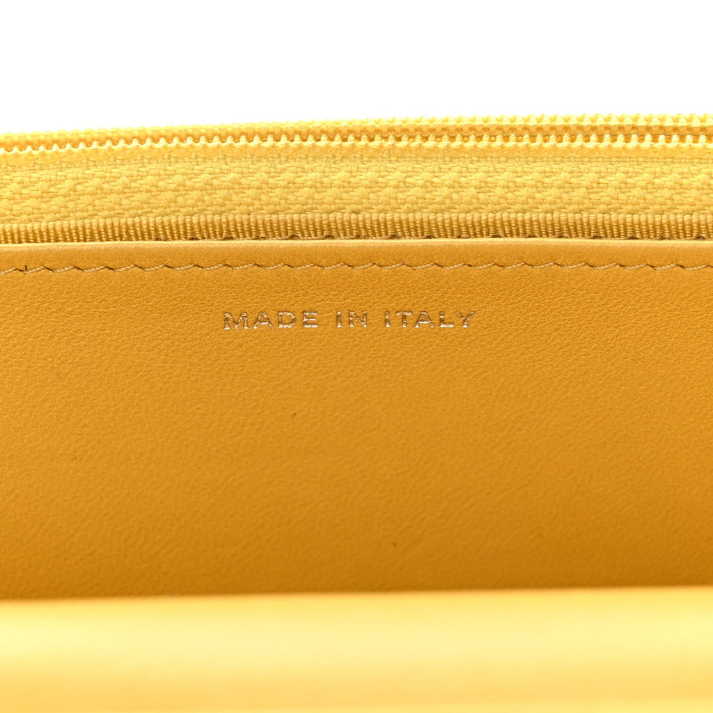 Lambskin Quilted Wallet On Chain WOC Yellow