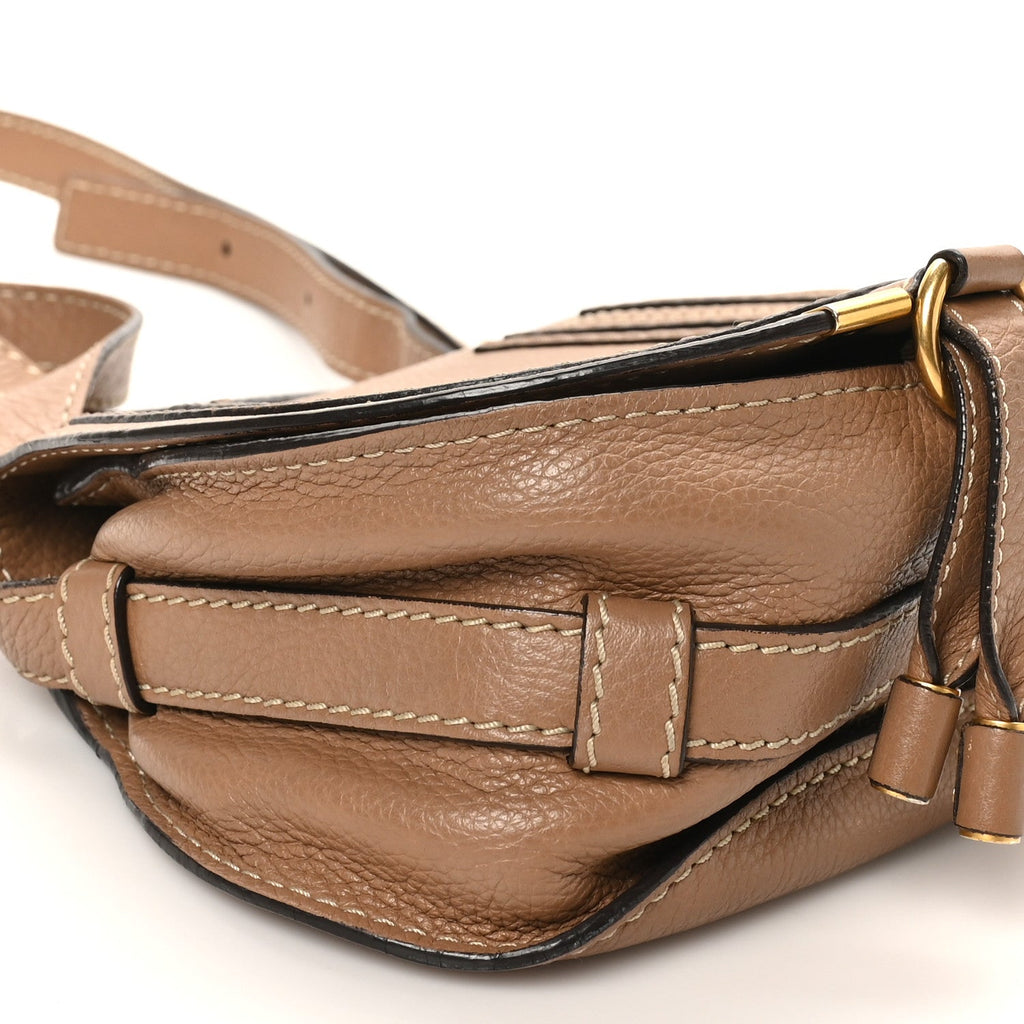 Calfskin Mini Marcie Round Crossbody Bag Nut