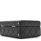 Lambskin Quilted Small CC Top Handle Box Bag Black