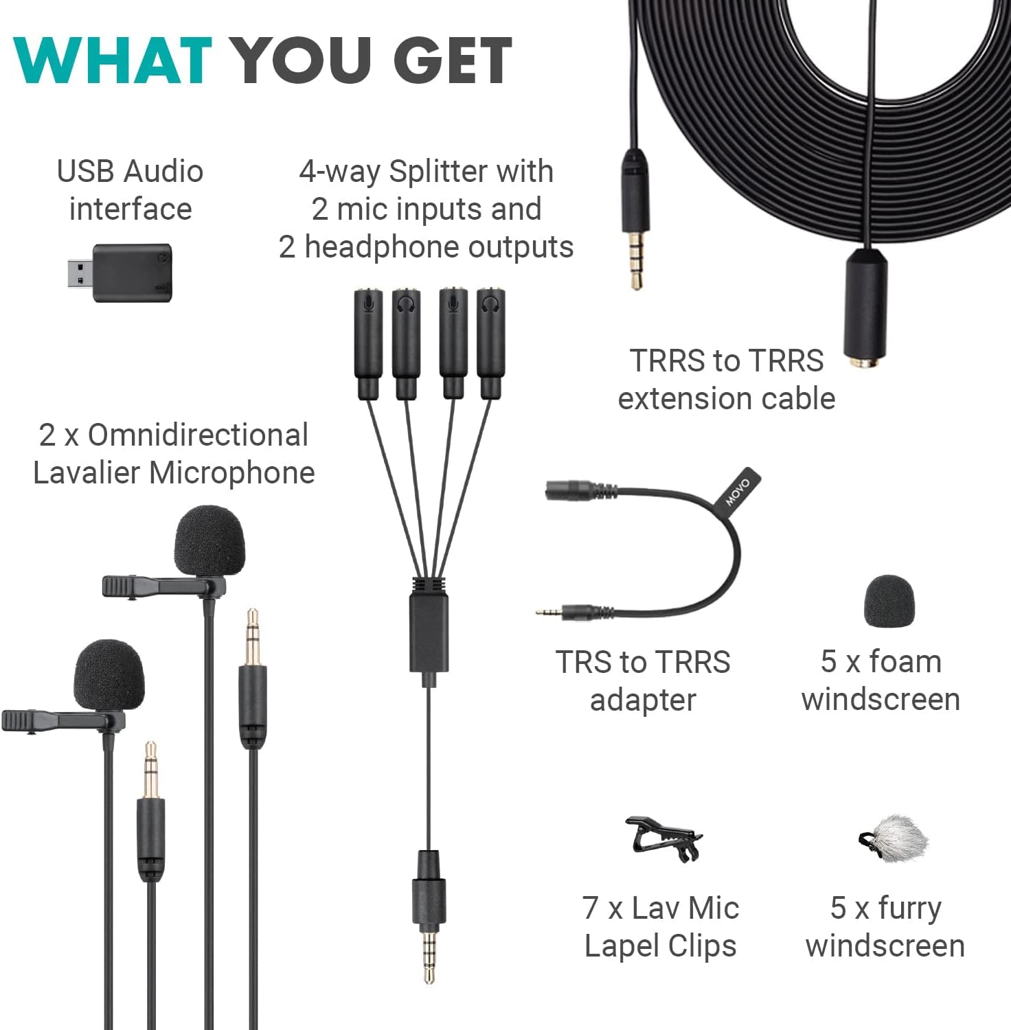 Movo VersaLav-V2 Lav Universal Mic Set