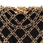 Metal Lambskin Quilted CC Heart Minaudiere Crossbody Black