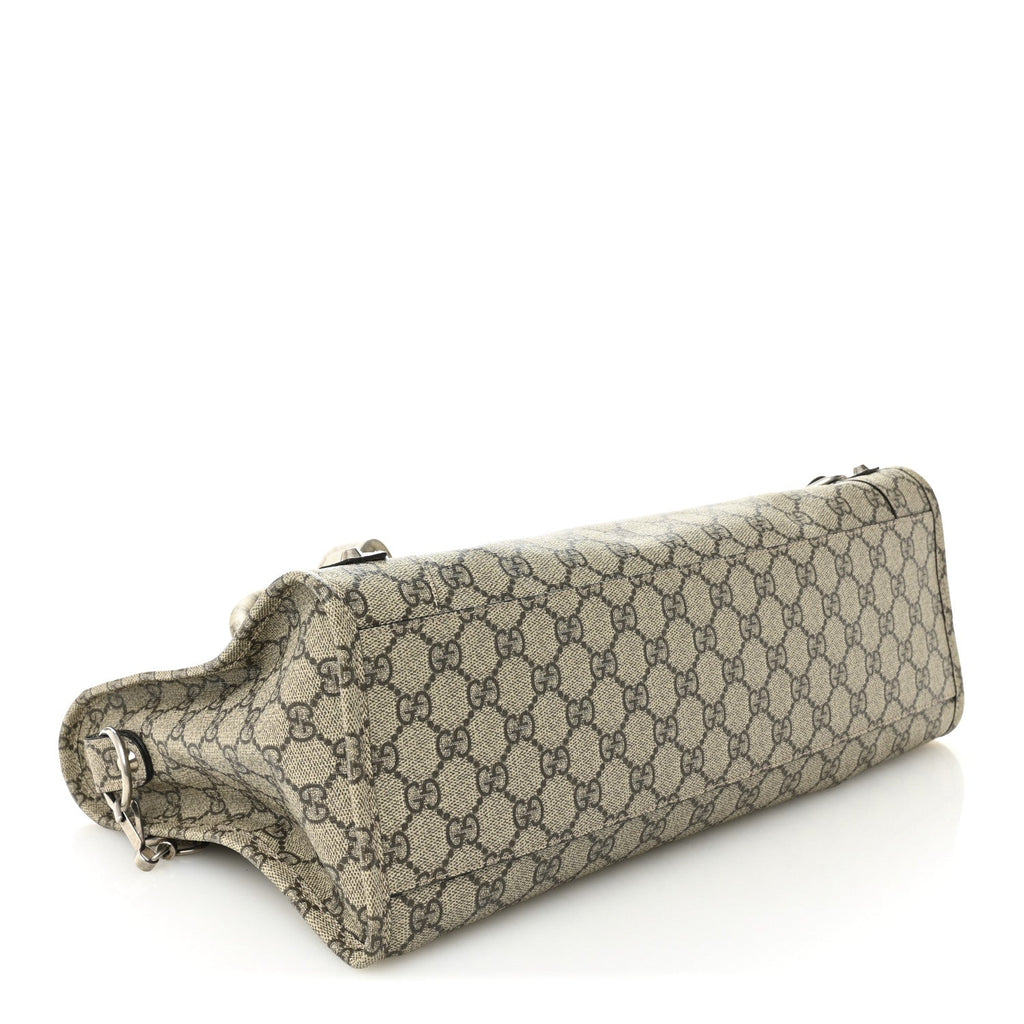 X GUCCI GG Supreme Monogram Neo Classic Silver Hardware City Beige Ebony