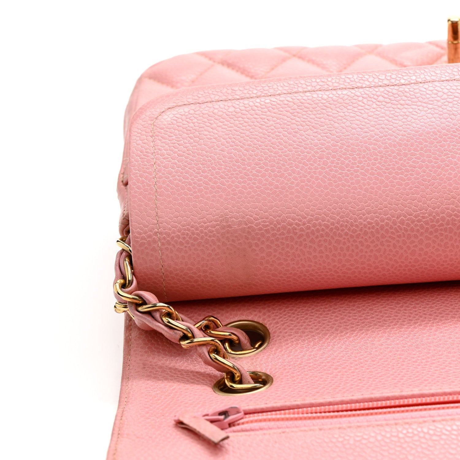Caviar Quilted Medium Double Flap Pink