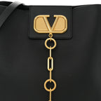 Grainy Calfskin VLogo Escape Hobo Bag Black