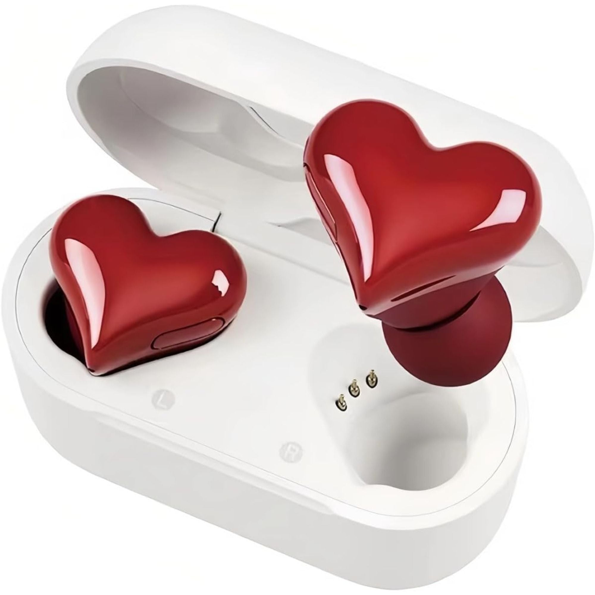 Heart shaped earphones, caring girl in ear wireless Bluetooth noise cancelling earphones