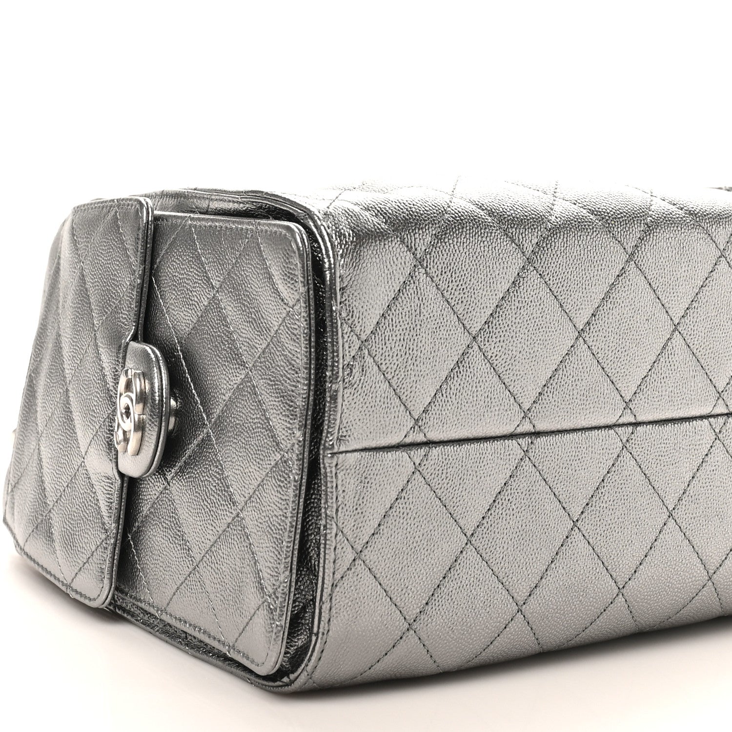 Metallic Caviar Quilted Small Chanel 25 Handbag Anthracite