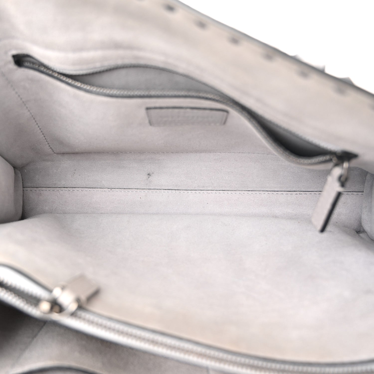 Grained Calfskin Medium Rockstud Double Handle Horizontal Tote Pastel Grey