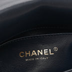 Shiny Lambskin Small Chain Is More Flap Navy Blue