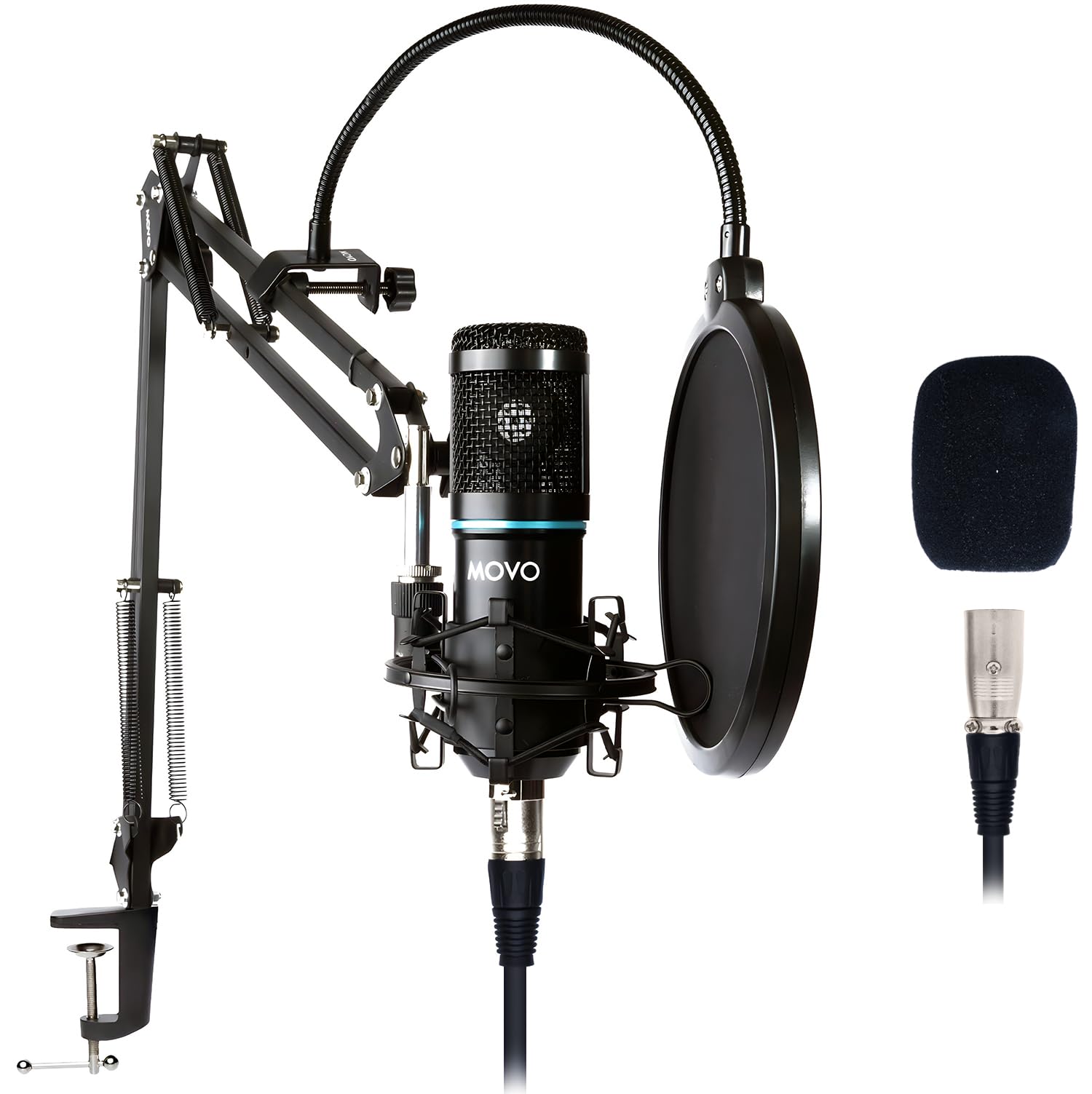 Movo PodPak Podcast Equipment Bundle with Microphone, Boom Arm, and Pop Filter