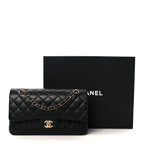 Lambskin Quilted Medium Double Flap Black