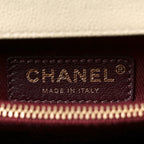 Caviar Chevron Quilted Medium Coco Handle Flap White