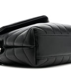 Calfskin Y Quilted Monogram Toy Loulou Crossbody Bag Black