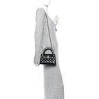 Shiny Aged Calfskin Quilted Nano Kelly Shopper Black