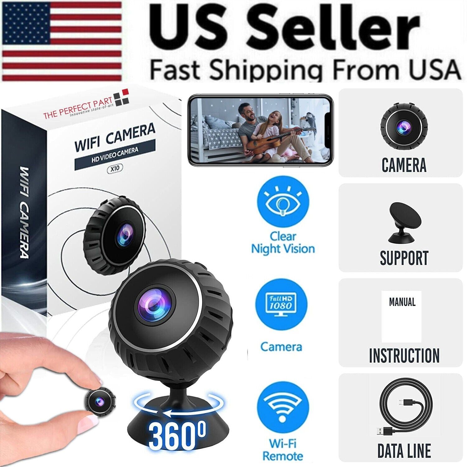 Mini Hidden Spy Nanny Camera Wireless Nanny Cam WiFi Home Security HD 1080P DVR - A9 Camera