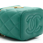 Caviar Quilted Sweetheart Mini Vanity Case Green