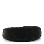 Velvet Effect Nylon Shiny Crumpled Calfskin Coco Neige Quilted Clutch With Chain Black