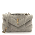 Jersey Quilted Toy Loulou Puffer Monogram Chain Satchel Chalk Beige