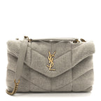 Jersey Quilted Toy Loulou Puffer Monogram Chain Satchel Chalk Beige
