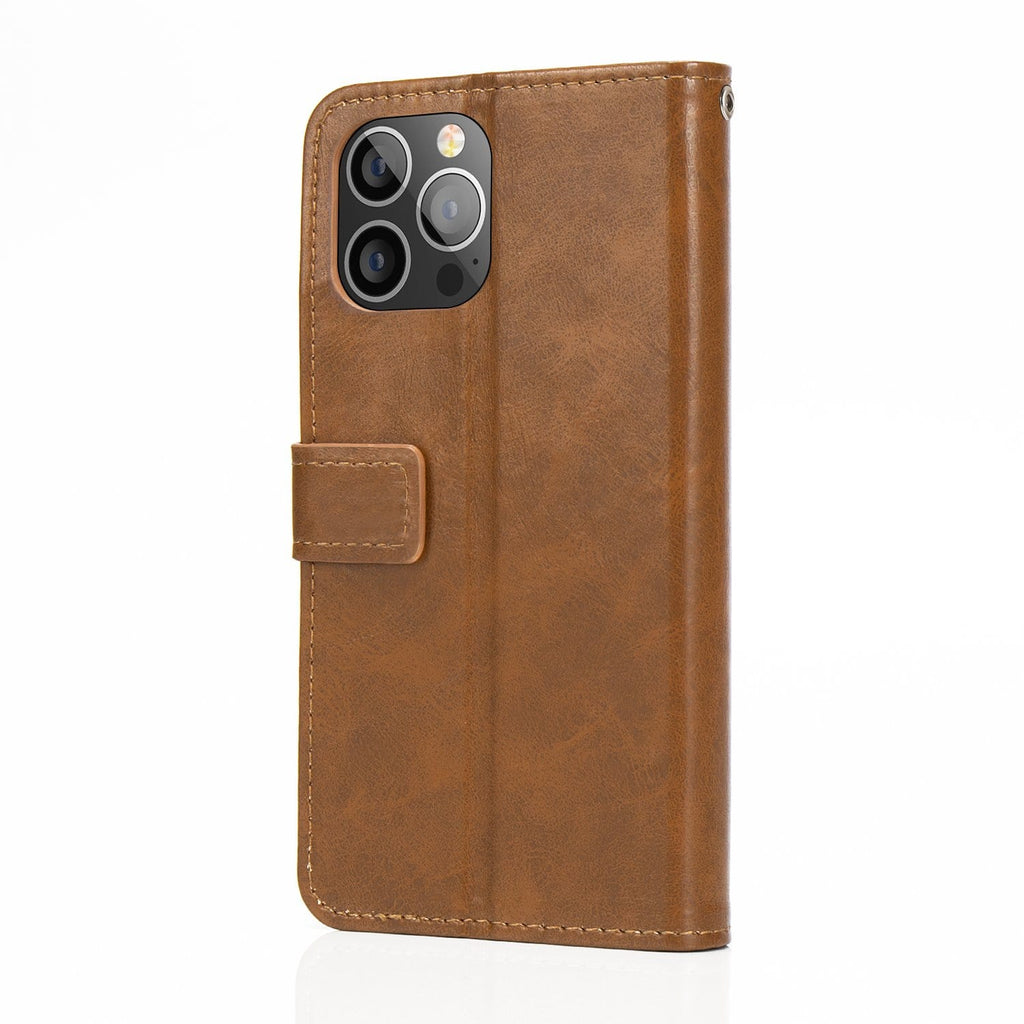 SAHARA - Indy Series Brown Leather Wallet Case - iPhone 13 Pro