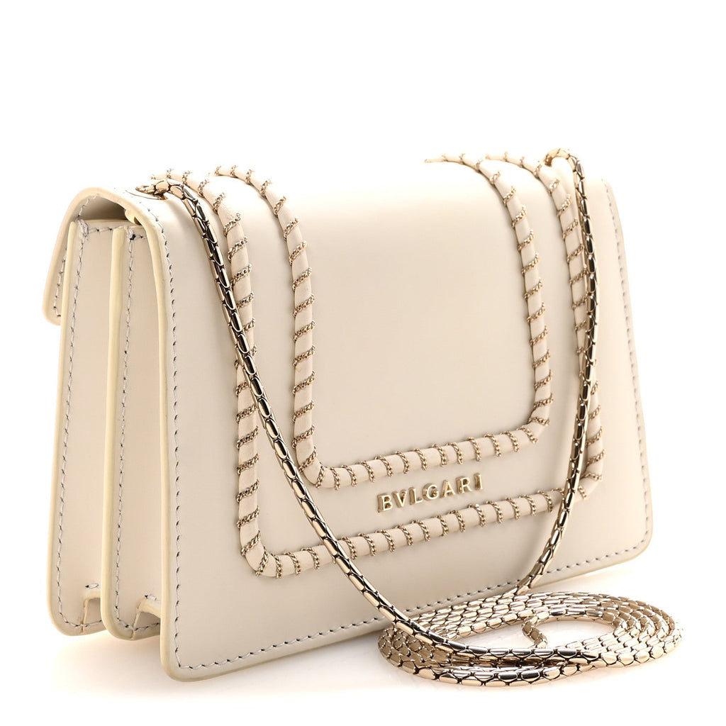 Calfskin Woven Chain Serpenti Forever Crossbody Bag White