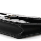 Lambskin Quilted Flap Phone Holder With Chain Black