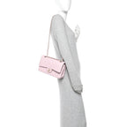 Caviar Quilted Medium Double Flap Light Pink