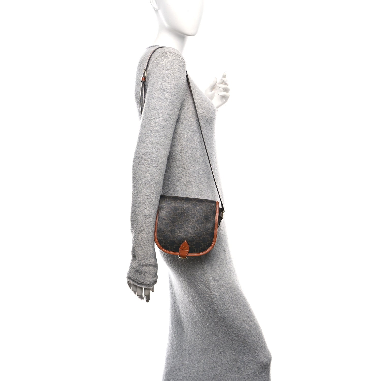 Triomphe Canvas Medium Folco Bag Tan