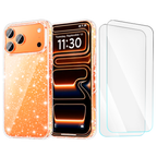 Entronix Bundle Compatible with iPhone 17 Pro Max - [Hard] Glitter Clear Case & 2 Clear Screen Protectors