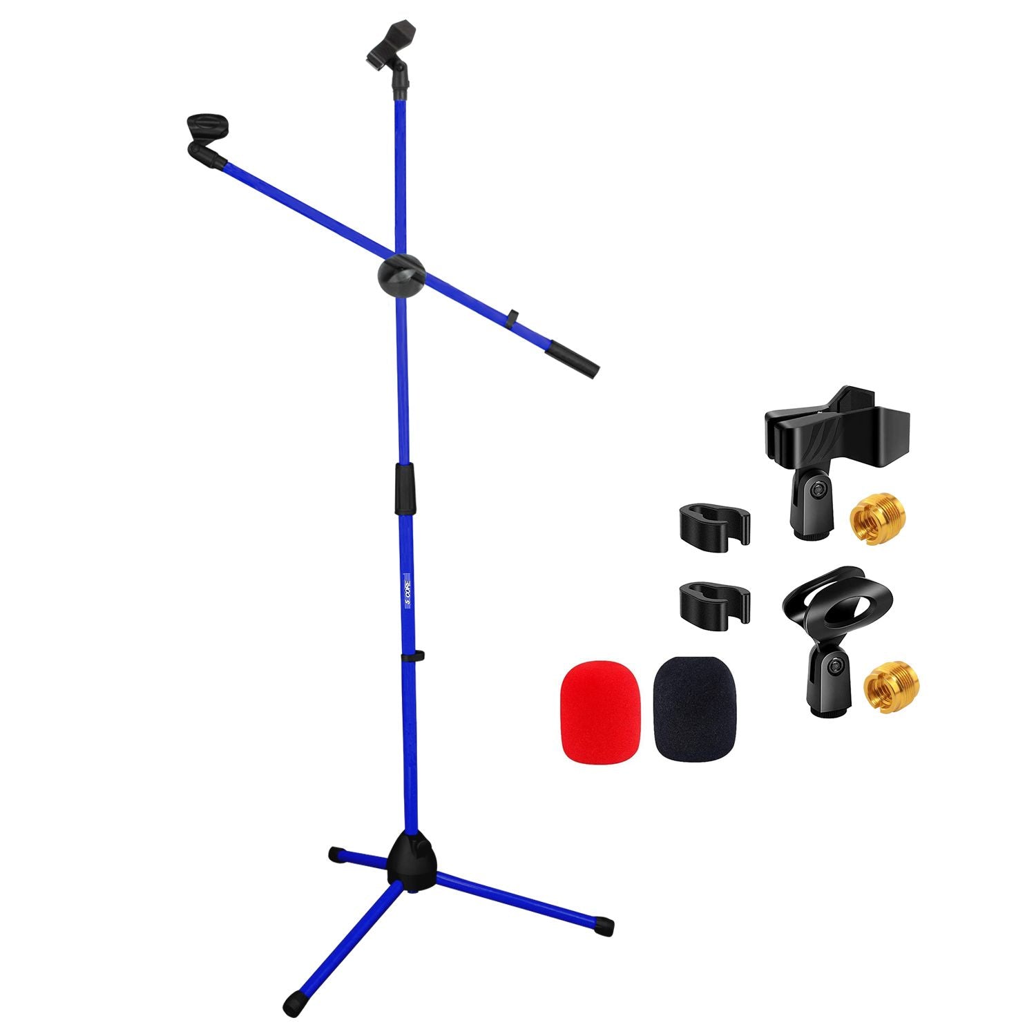 Mic Stand Floor Height Adjustable Tripod Microphone Stands w Extending Telescoping Boom Arm - MS DBL G