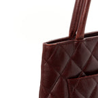 Caviar Quilted Medallion Tote Bordeaux