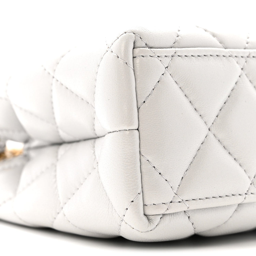 Shiny Aged Calfskin Quilted Nano Kelly Shopper Light Grey