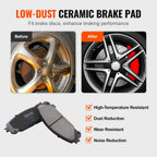 Front and Rear Brake Kit Compatible with Toyota Sienna, Highlander, Lexus RX350, RX450h, Drilled and Slotted Brake Rotors Ceramic Brake Pads Replacement, 12.9" Front Rotors 12.2" Rear Rotors