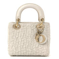 Lambskin Gathered Mini Lady Dior White