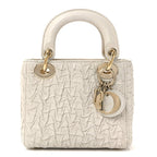 Lambskin Gathered Mini Lady Dior White