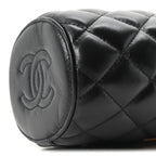 Lambskin Quilted Mini Crown Box Bag Black