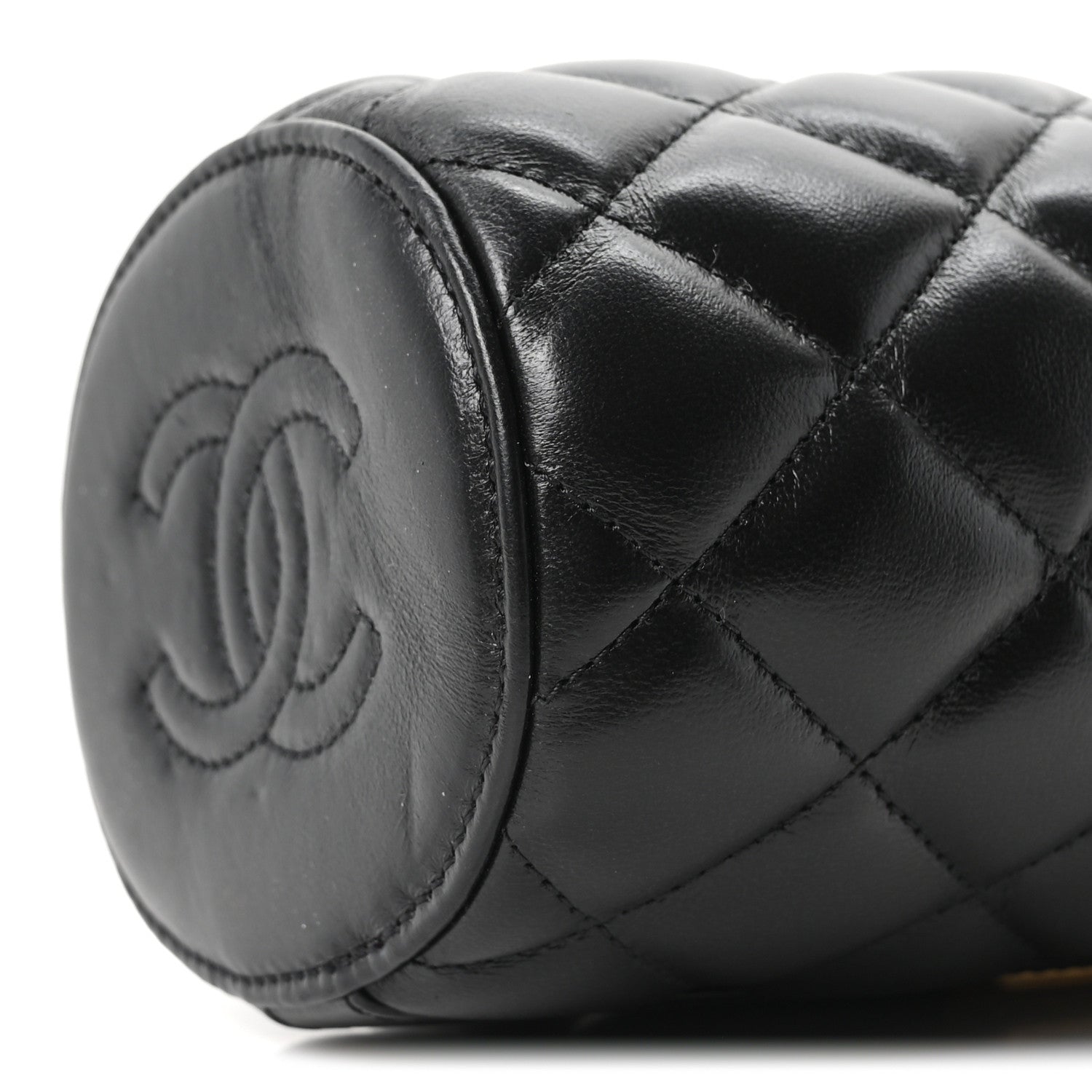Lambskin Quilted Mini Crown Box Bag Black