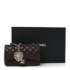 Lambskin Quilted Mini Double Flap With Hook Dark Brown