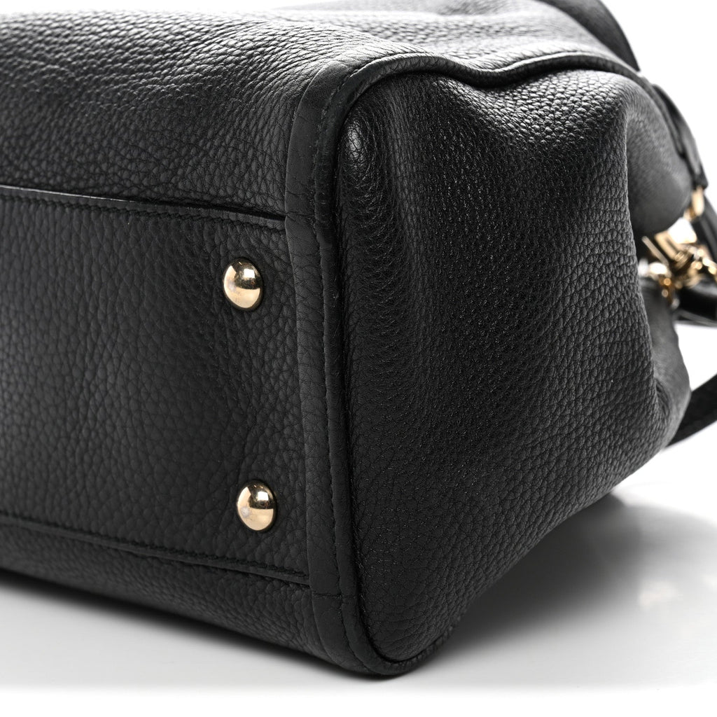 Pebbled Calfskin Small Soho Shoulder Bag Black