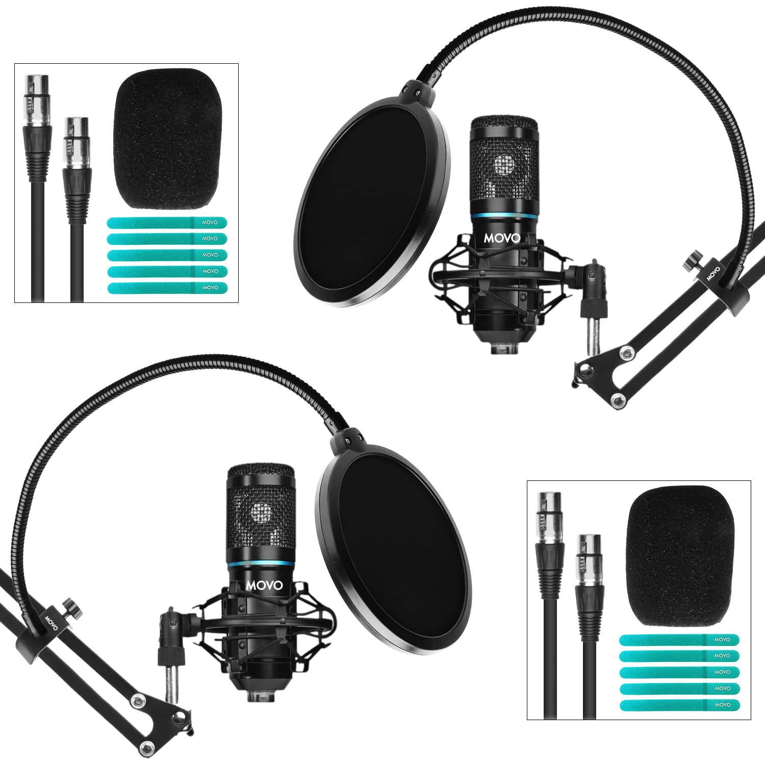 Movo 2Pack Podcasting Bundle with Arms