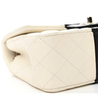 Lambskin Quilted Mini Rectangular Flap White Black