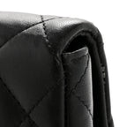 Lambskin Quilted Flap Clutch Black