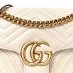 Calfskin Matelasse Small GG Marmont Shoulder Bag White