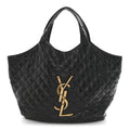 Lambskin Quilted Maxi Icare Shopping Tote Black