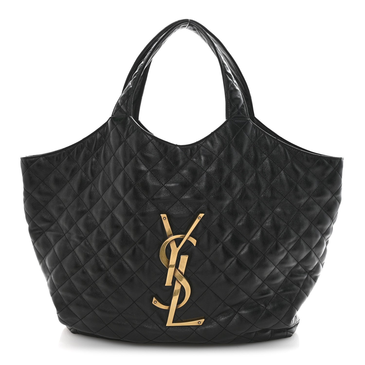 Lambskin Quilted Maxi Icare Shopping Tote Black