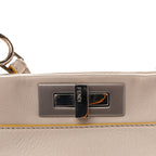 Vitello Seta Burro Medium Peekaboo Iconic Satchel Grigio Polvere Mattone