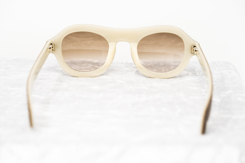 David David Sunglasses Round Solid Brown Mink Cream and Brown