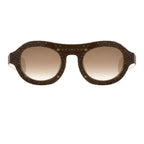 David David Sunglasses Round Solid Brown Mink Cream and Brown