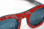David David Sunglasses Round Red and Dark Blue